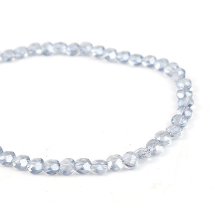 Glass Beads Flat Round Steel Transparent Faceted