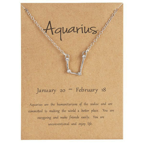 Picture of Necklace Aquarius Sign Of Zoc Constellations Clear Rhinestone 