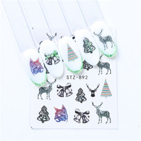 Paper Nail Art Stickers Decoration Christmas Reindeer Tree Multicolor 64mm x 53mm, 1 Sheet