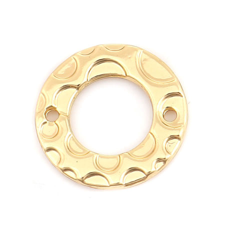 Zamak Conectores Anillo Chapado en Oro Tallado 15mm Dia, 10 Unidades