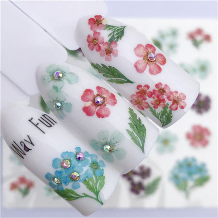 Pegatinas de uñas Papel de Flor Multicolor 6cm x 5cm, 1 Hoja