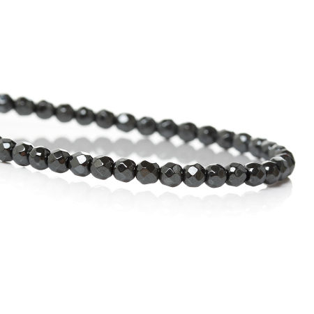 Hämatit Perlen Runde Gunmetal Facettiert