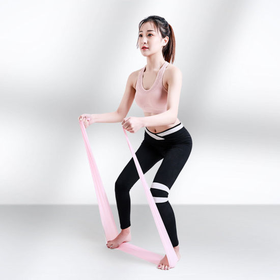 Picture of TPE Yoga Resistance Loop Elastic Stretch Band Light Pink 150cm x 15cm, 1 Piece