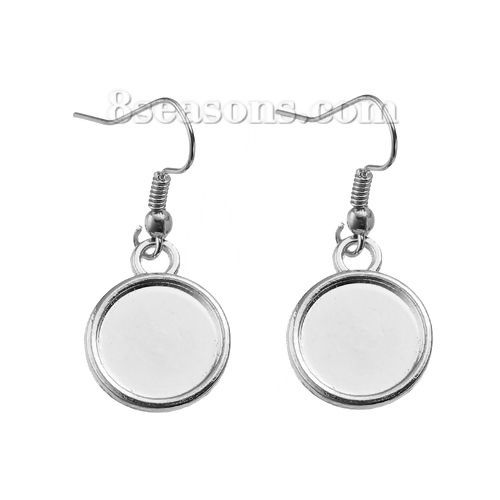 Picture of Zinc Based Alloy Earrings Findings Round Cabochon Settings  