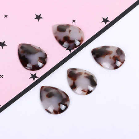 Acetic Acid Resin Acetimar Marble Dome Seals Cabochon Drop Coffee & Gray 18mm( 6/8") x 13mm( 4/8"), 10 PCs