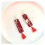 Imagen de Latón Borla Pendientes Rojo Panícula Grulla 90mm, 1 Par