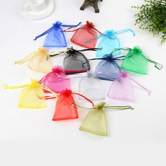 Picture of Wedding Gift Organza Drawstring Bags Rectangle Golden (Usable Space: 30x24cm) 34cm x 24cm, 10 PCs