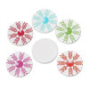 Picture of Natural Wood Embellishments Findings Round At Random Christmas Snowflake Pattern 20.0mm, 100 PCs