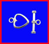 Picture of Zinc Based Alloy Toggle Clasps Heart Antique Silver Color 21mm x9mm( 7/8" x 3/8") 20mm x15mm( 6/8" x 5/8"), 30 Sets