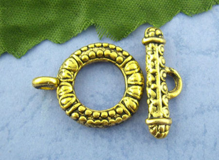 Cierres de Palanca Aleación del Metal Del Zinc de Ronda,Oro antiguo yPunto 23mm x 18mm 23mm x 8mm, 10 Juegos