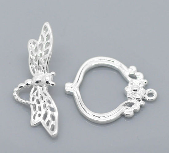 Picture of Brass Toggle Clasps Dragonfly Flower Carved                                                                                                                                                                                                                   