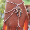 Picture of Hand Chain Slave Ring Bracelet Hamsa Symbol Hand