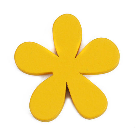 Bild von Natürliches Holz Cabochons Embellishments Cabochons Scrapbooking Blumen Gelb 35mm x 33mm , 20 Stück