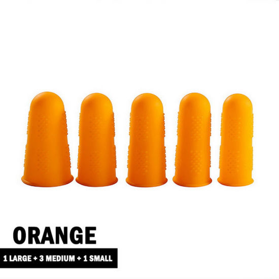 Изображение Orange - Silicone Finger Protector Heat Resistant Non-slip Finger Guard （5 Pcs/Set）