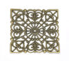 Изображение Филигранные цветок железа Коннекторы 40mm x 40mm Квадратные Ажурные Античная Бронза,проданные 50 шт
