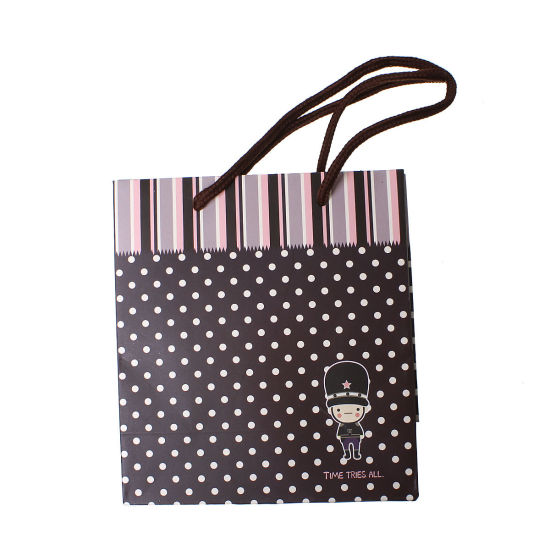 Picture of Paper Party Gift Bags Rectangle Coffee Dot Pattern 15.5cm x14cm(6 1/8" x5 4/8"), 6 PCs