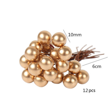 Plastic Artificial Flower Champagne Gold Ball 60mm, 1 Packet