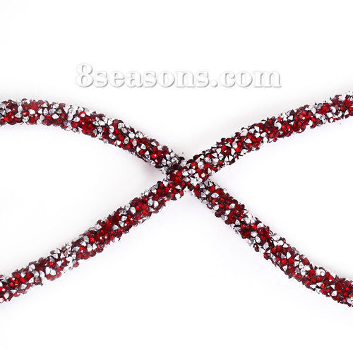 Bild von Acryl + Strass Schnur Rotweinfarben 6mm, 2 Meter