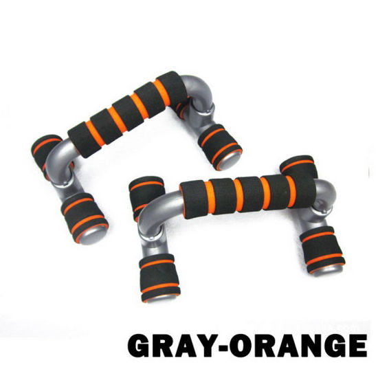 Picture of Gray & Orange - 2 PCs Push Up Stand with Cushioned Foam Grips and Slip Resistant Base for Strength Workouts 1 Set