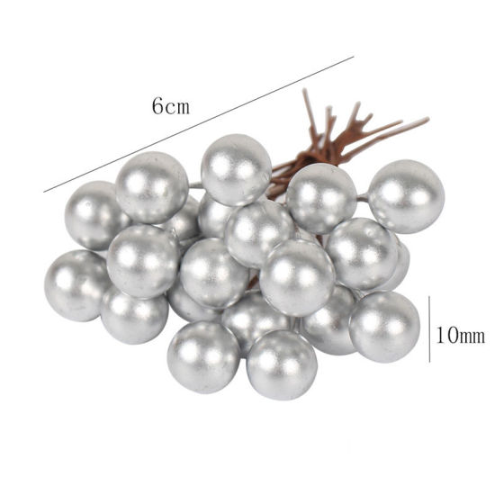 Picture of Plastic Artificial Flower Silver Ball 60mm, 1 Packet