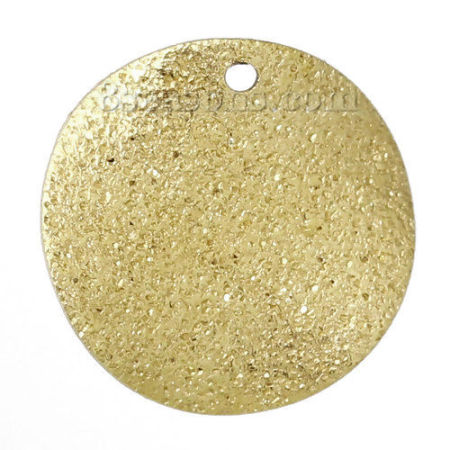 Brass Charms Curve Round Disc Brass Color Diamond Cut Sparkledust 15mm( 5/8") Dia, 50 PCs