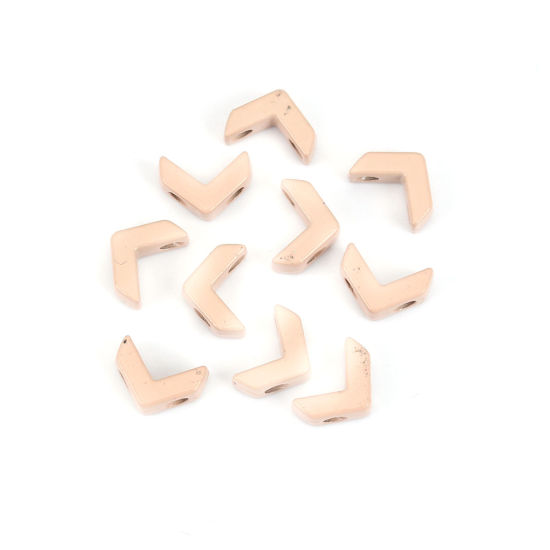 Picture of Zinc Based Alloy Enamel Spacer Beads Two Holes V-shaped Orange Pink About 8mm x 6mm, Hole: Approx 1.6mm, 10 PCs