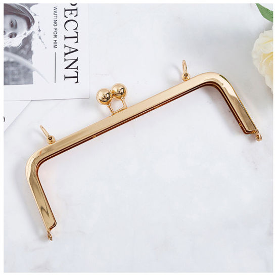 Picture of Zinc Based Alloy Kiss Clasp Purse Frame Handles Ball Light Golden 20.5cm, 1 Piece