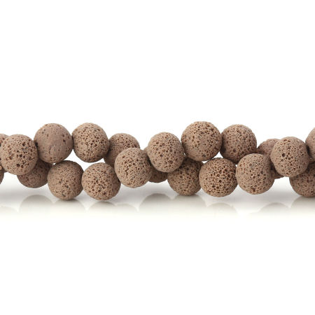 Polymer Clay Beads Round Coffee Imitation Lava Rock About 9mm Dia. - 8mm Dia, Hole: Approx 2.1mm - 1.7mm, 39.5cm long, 1 Strand (Approx 47 PCs/Strand)
