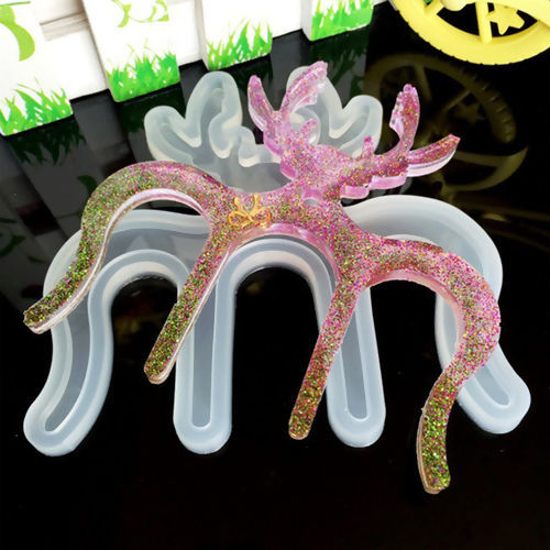 Picture of Silicone Resin Mold For Jewelry Making Music Book Clip Page Holder Deer Horn/ Antler