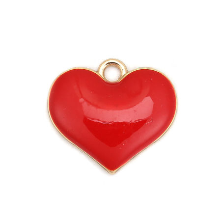 Zinc Based Alloy Charms Heart Full Enamel 