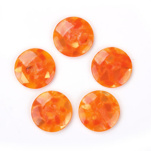 Image de Cabochon Dôme en Résine Rond Orange 25mm Dia, 20 Pcs