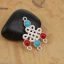 Picture of Zinc Based Alloy Boho Chic Chandelier Connectors Chinese Knot Gold Plated Red & Blue Imitation Turquoise 38mm x 28mm, 10 PCs