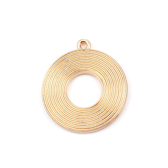 Imagen de Zamak Colgantes Charms Ronda Chapado en Oro Círculo 27mm x 24mm, 10 Unidades