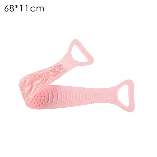 Picture of Light Pink - L Silicone Bath Shower Body Brush Exfoliating Body Towel Scrub for Bathroom