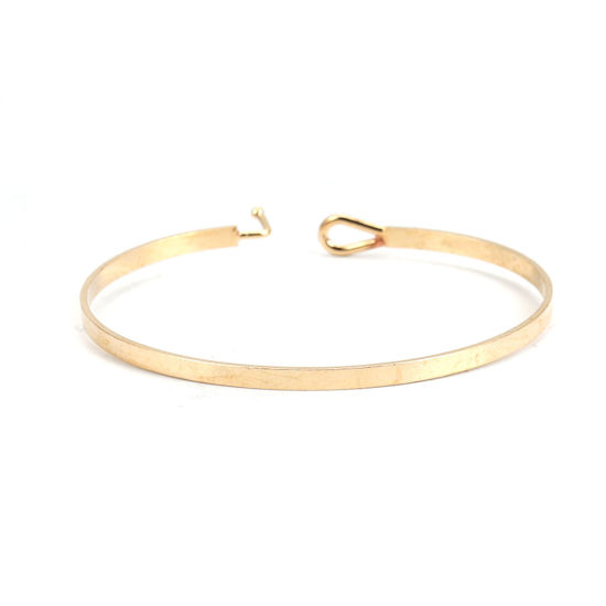 Picture of Brass Bangles Bracelets Gold Plated Blank Stamping Tags Can Open 18.5cm(7 2/8") long, 1 Piece                                                                                                                                                                 