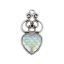 Picture of Zinc Based Alloy Mermaid Fish/ Dragon Scale Charms Heart Antique Silver Color White (Can Hold ss8 Pointed Back Rhinestone) AB Color 29mm x 14mm， 10 PCs