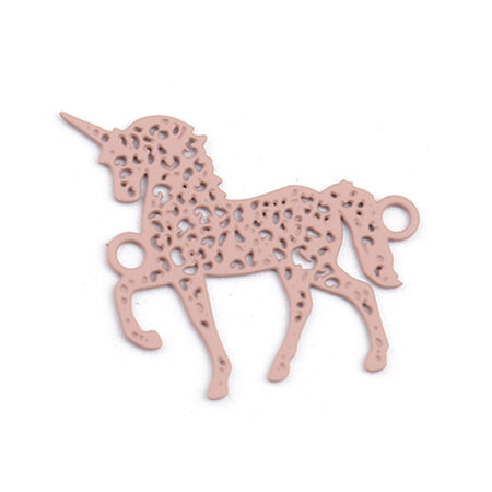 Image de Connecteurs Estampe en Filigrane en Laiton Cheval Rosé Pâle Gris 20mm x 20mm, 10 Pcs