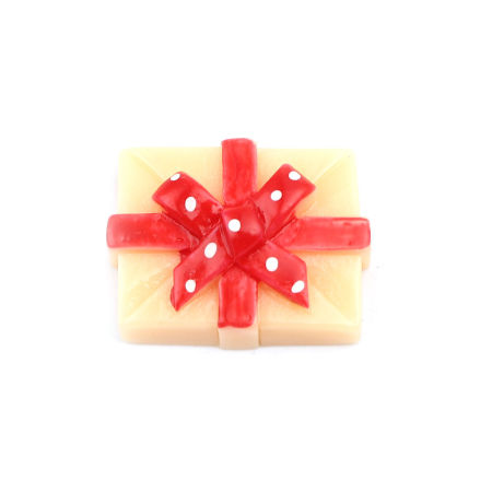 Resin Embellishments Christmas Gift Box Orange 26mm x 21mm, 10 PCs