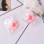 Imagen de Acrílico Colgantes Rectángulo Rosado Transparente Flor 38mm x 29mm, 5 Unidades