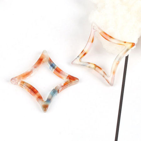 Immagine di Acetato Resina Acetica Acetato Acrilico Marmo Ciondoli Rombo Multicolore 10 Pz