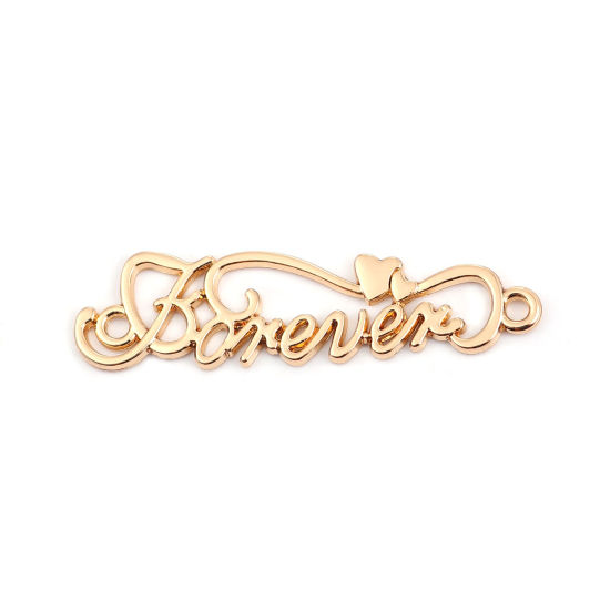 Picture of Zinc Based Alloy Connectors Heart Gold Plated Message " FOREVER " 43mm x 12mm, 10 PCs