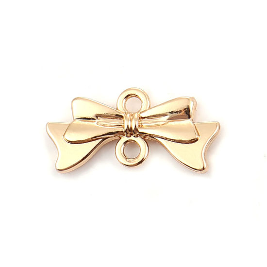 Imagen de Zamak Conectores Bowknot Chapado en Oro 20mm x 10mm, 20 Unidades