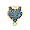 Picture of Brass & Resin Druzy/ Drusy Connectors Fox Animal Gold Filled Blue 18mm x14mm( 6/8" x 4/8") - 17mm x14mm( 5/8" x 4/8"), 5 PCs