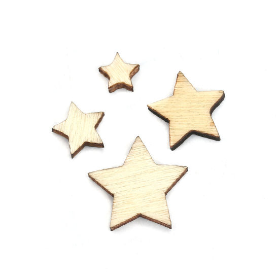 Picture of Wood Embellishments Scrapbooking Pentagram Star Natural At Random