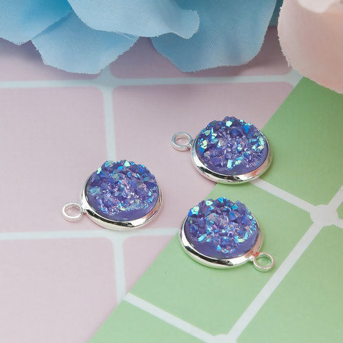 Picture of Brass & Resin Druzy/ Drusy Charms Round                                                                                                                                                                                                                       