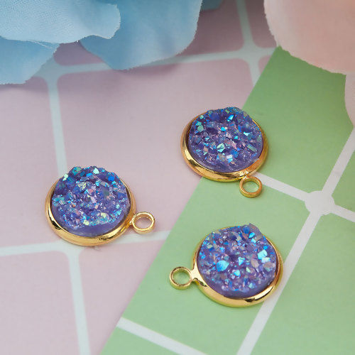 Picture of Brass & Resin Druzy/ Drusy Charms Round