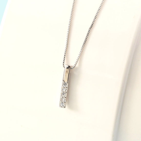 Picture of Brass Necklace Platinum Plated Clear Rhinestone 1 Piece                                                                                                                                                                                                       