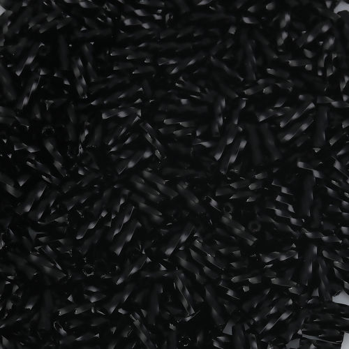 Изображение (Япония импорт) Стеклянные Бусины Витая Труба Черный Примерерно 6мм x 2мм, Размер Поры 0.8мм, 10 Грамм (Примерно 33 шт/пачка)