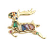 Image de Connecteurs en Cuivre Renne de Noël Doré à Strass Coloré 18mm x 16mm, 1 Pièce