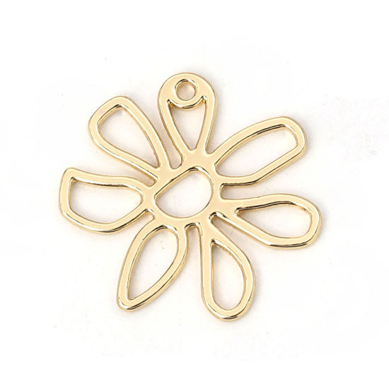 Image de Breloques en Alliage de Zinc Fleur Doré 26mm x 24mm, 10 Pcs